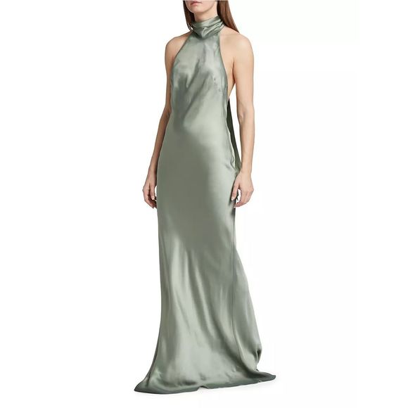 Ralph Lauren Collection Chilton High-Neck Satin Gown